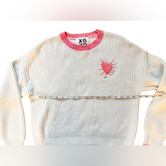 Kerri Rosenthal White & Pink Trim Heart Crew Neck “Valentine’s Day” Sweater, M - Picture 8 of 12
